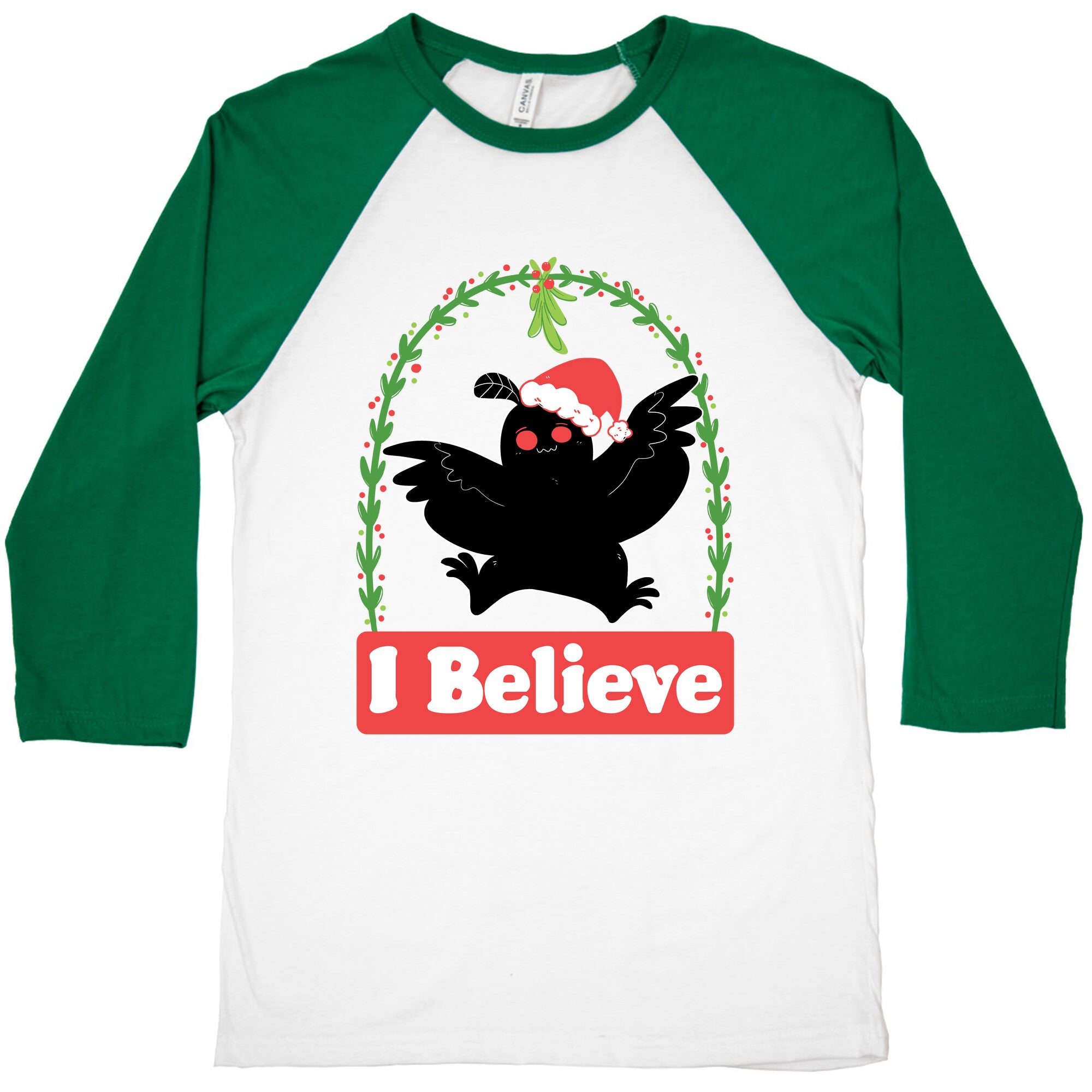 I Believe - Christmas Mothman  Baseball Tee